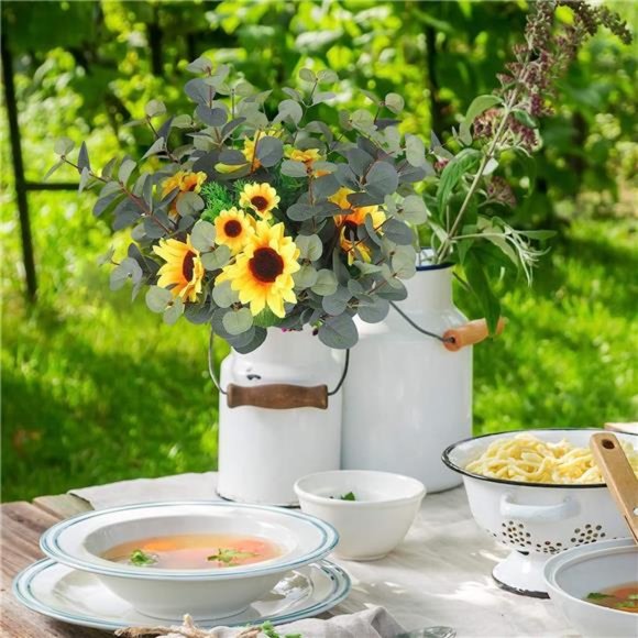 6pcs Artificial Eucalyptus Leaves Stems 25in Tall with 80Leaves FakeSilver Plant - Picture 7 of 7